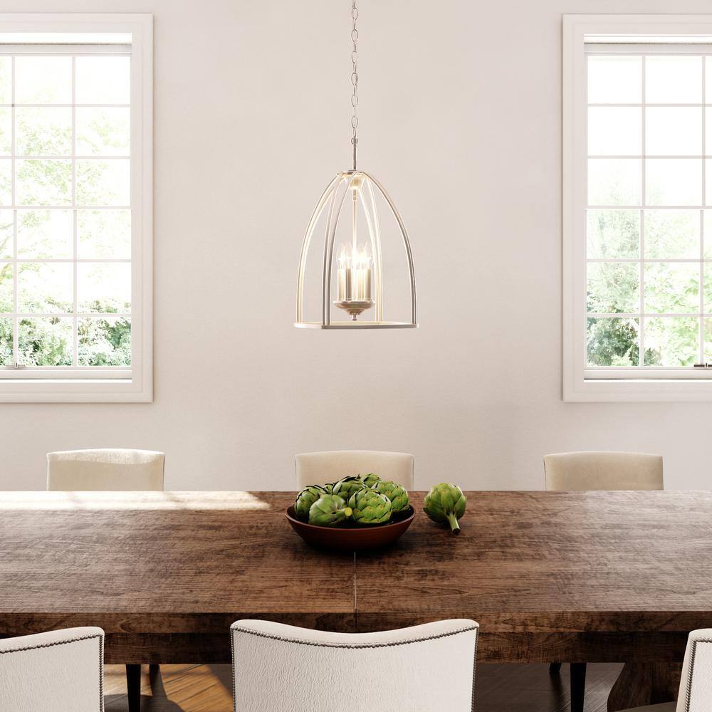Brushed Nickel Four-Light Farmhouse Foyer Pendant