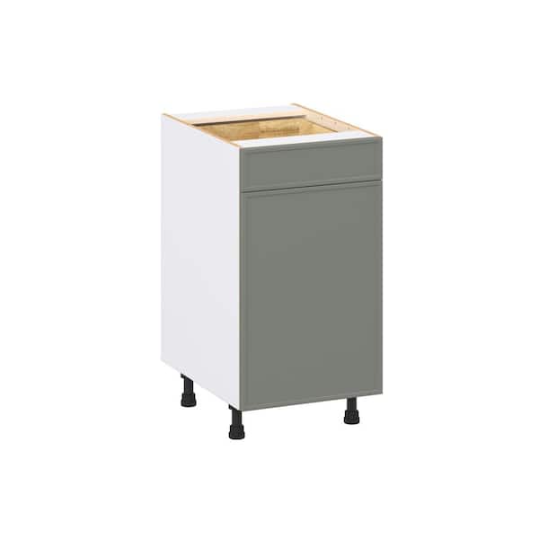 J COLLECTION Fairview 18 in. W x 24 in. D x 34.5 in. H Assembled Slim Shaker Base Kitchen Cabinet in Moss Green with Drawers