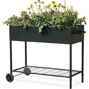 38.6 in. x 17.1 in. x 31 in. Movable Metal Raised Garden Bed with Legs (Black)