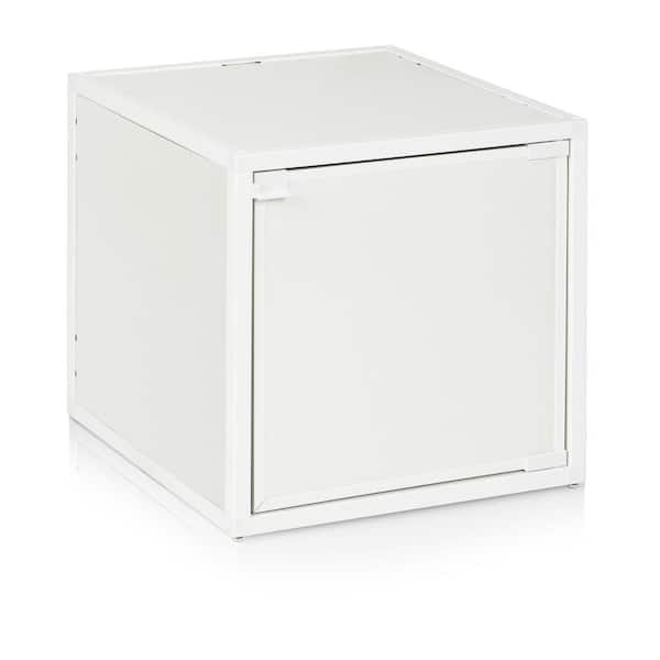 Way Basics Eco 13.1 in. x 13.1 in. White Stackable Single Storage Box