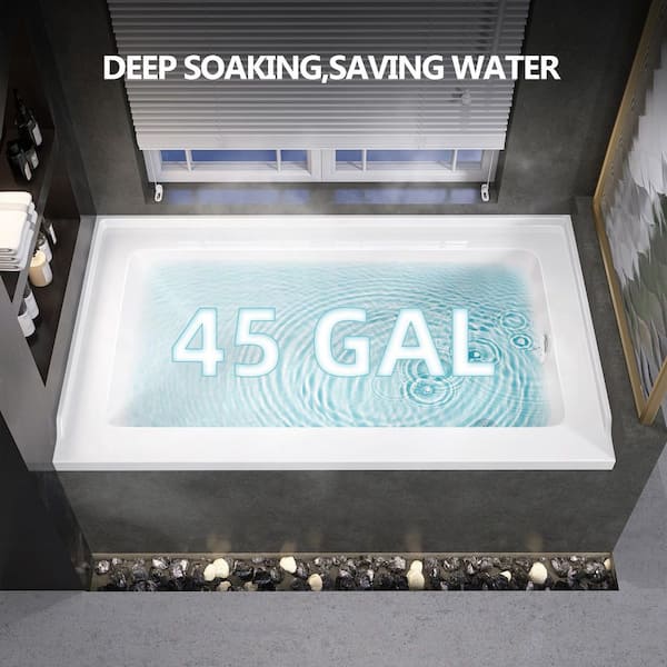 Zeafive Dor 54 in. x 32 in. Rectangular Acrylic Soaking Drop-In