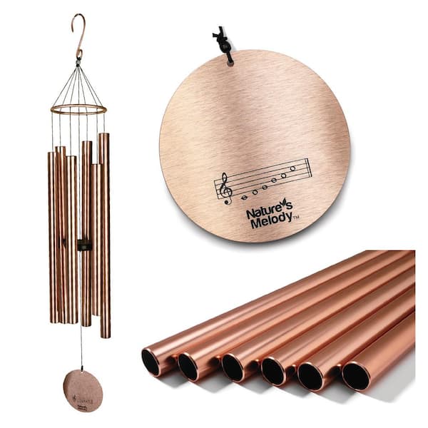 Nature's Melody Aureole Tunes Wind Chimes - Outdoor Windchime with 6-Tubes Tuned to B Pentatonic Scale - 56 in. - Rose Gold