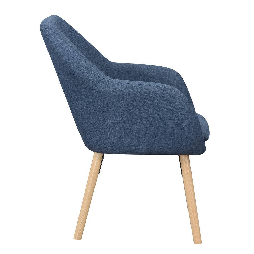 Denim Blue Velvet Wingback Accent Chair with Oak Legs