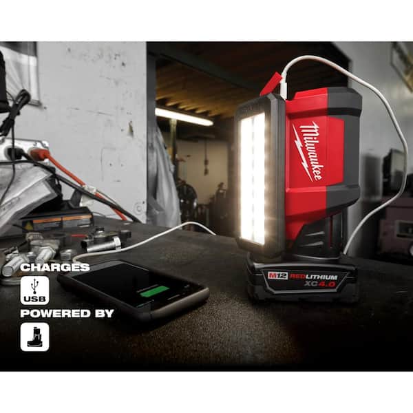 Milwaukee - M12 FUEL 12-Volt Lithium-Ion Brushless Cordless 4-in-1 Installation 3/8 in. Drill Driver Kit w/M12 Rover Service Light