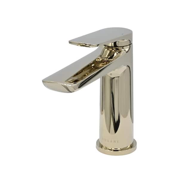 Lulani Ibiza 1-Handle Single Hole Bathroom Faucet in Champagne Gold
