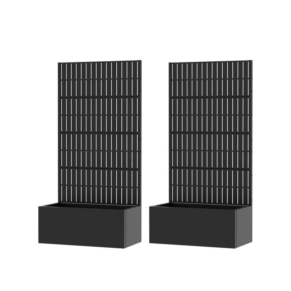 59 in. H x 30 in. W Black Outdoor Galvanized Steel Privacy Screen Planter Box Trellis (2-Pack) price history on PriceWatchPro