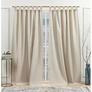 Peterson Natural Solid Light Filtering Tuxedo Tab Top Curtain, 54 in. W x 63 in. L (Set of 2)