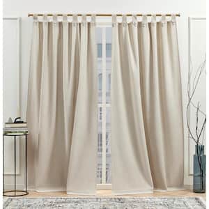 Peterson Natural Solid Polyester 54 in. W x 108 in. L Tuxedo Tab Top Light Filtering Curtain Panel (Double Panel)
