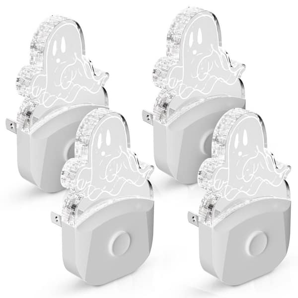 YANSUN 0.5 Wattage Dusk to Dawn MultiColor Changing Integrated LED Plug-in Halloween Ghost Night Light (4-Pack)