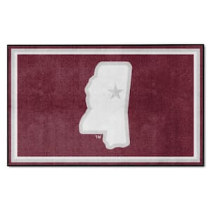 Mississippi State Bulldogs Maroon 4 ft. x 6 ft. Plush Area Rug