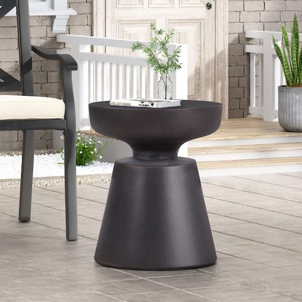 Unbranded Vintage Antique Copper Light Weight Concrete Outdoor Accent Side Table