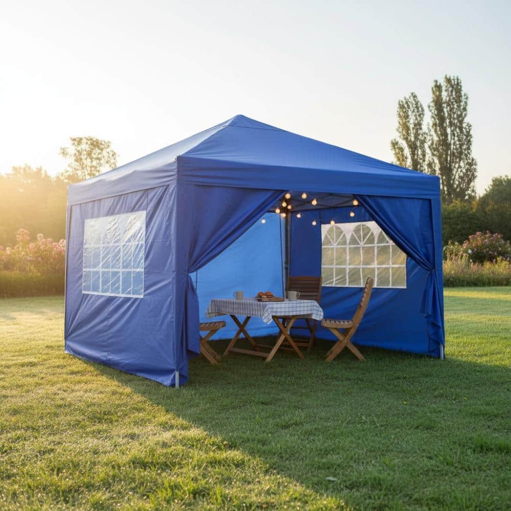10 ft. x 10 ft. Blue Pop Up Gazebo Canopy Tent with 4 Removable Sidewalls price history on PriceWatchPro