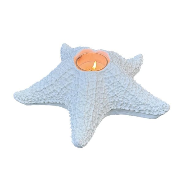 House Parts Inc Studio White Gypsum 10.5 in. Dia x 3.25 in. H Starfish Votive Candleholder Home Decor Tabletop Single Piece
