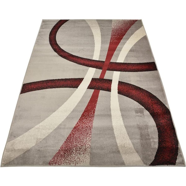 RugStylesOnline Comfy Stripes Geometric Gray 8 ft. x 10 ft. Classic Braided Vintage Contemporary Polypropylene Rectangular Area Rug