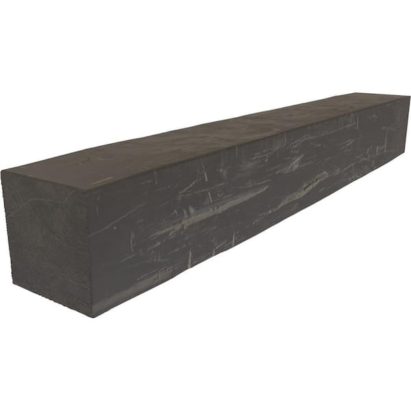 Ekena Millwork 4 in. x 4 in. x 7 ft. Hand Hewn Faux Wood Fireplace Mantel Aged Cedar