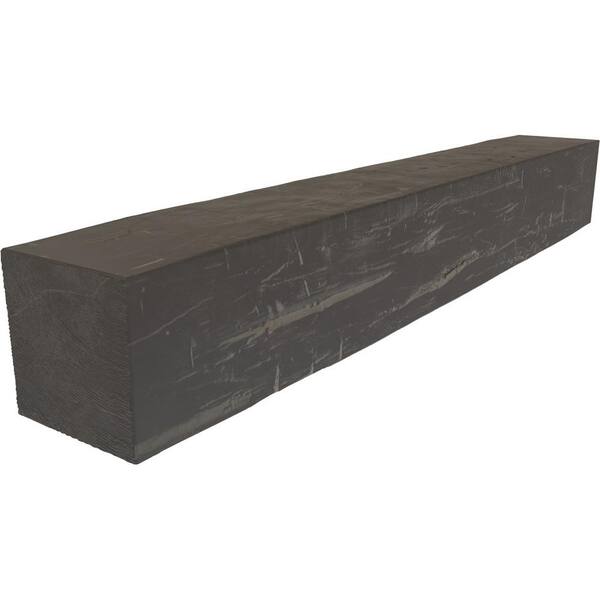 Ekena Millwork 8 in. x 8 in. x 7 ft. Hand Hewn Faux Wood Fireplace Mantel Aged Cedar