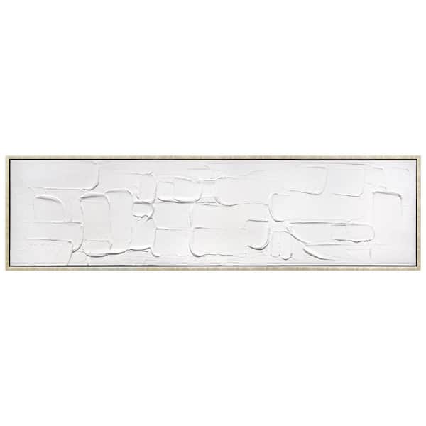 Empire Art Direct Abstract Harmony Heavily Textured Hand Painted White Framed Canvas Wall Art, 72 in. x 20 in.