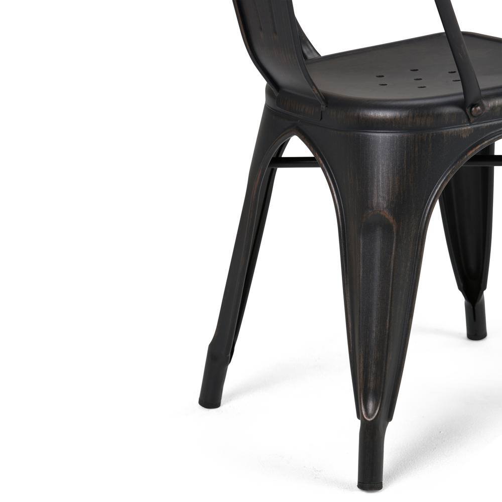 Distressed Black and Copper Metal Stacking Side Chair Set