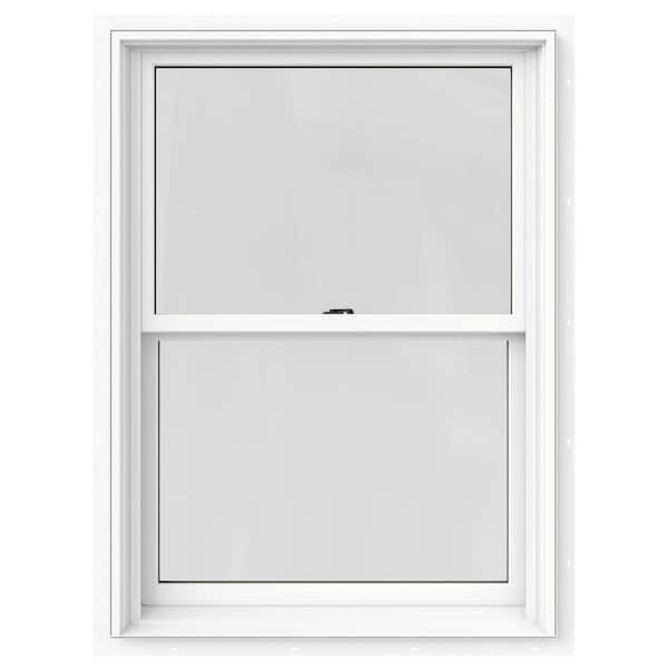 JELD-WEN 29.375 in. x 36 in. W-2500 Series White Painted Clad Wood Double Hung Window w/ Natural Interior and Screen