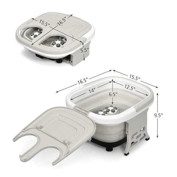 Costway Foldable Foot Massager Home - with in Motorized Heat The Bubble Bath Light Grey Spa EP24782US-GR Depot Red Timer