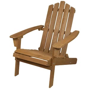 36" Natural Stained Classic Folding Wood Adirondack Chair