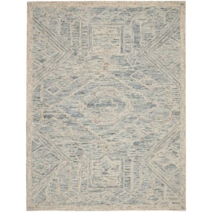 Interlock Blue/Multi 8 ft. x 11 ft. Contemporary Geometric Modern Area Rug