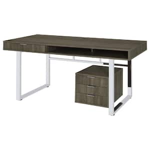 Whitman 65 in. W Weathered Gray 4-Drawer Writing Desk