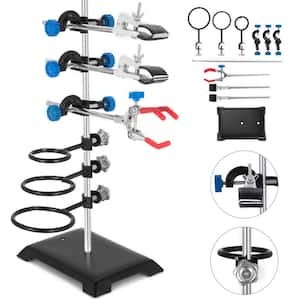 Lab Stand, Laboratory Retort Support Stand , Steel Lab Stand,Cast Iron Base, Includes Flask Clamps, Burette Cross Clamps