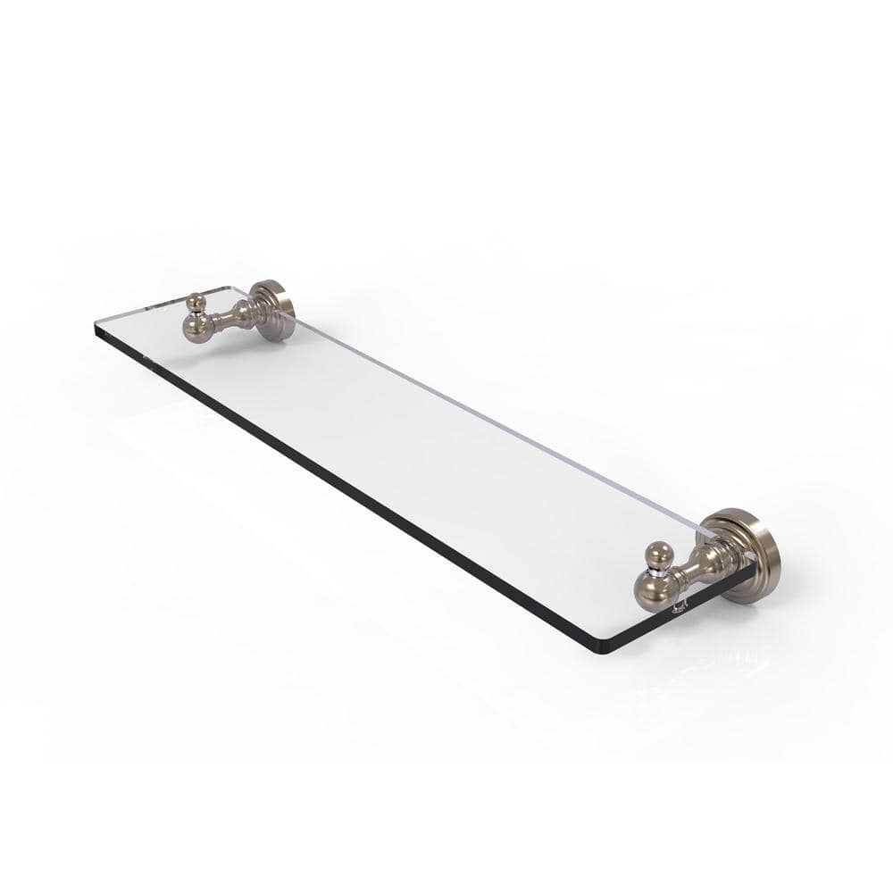 Elegant Antique Pewter 22" Glass Vanity Shelf with Beveled Edges