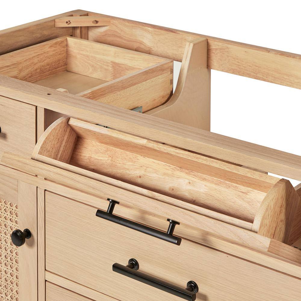 Camila 55" Light Brown Oak Single Sink Bathroom Vanity with Carrara Marble Top
