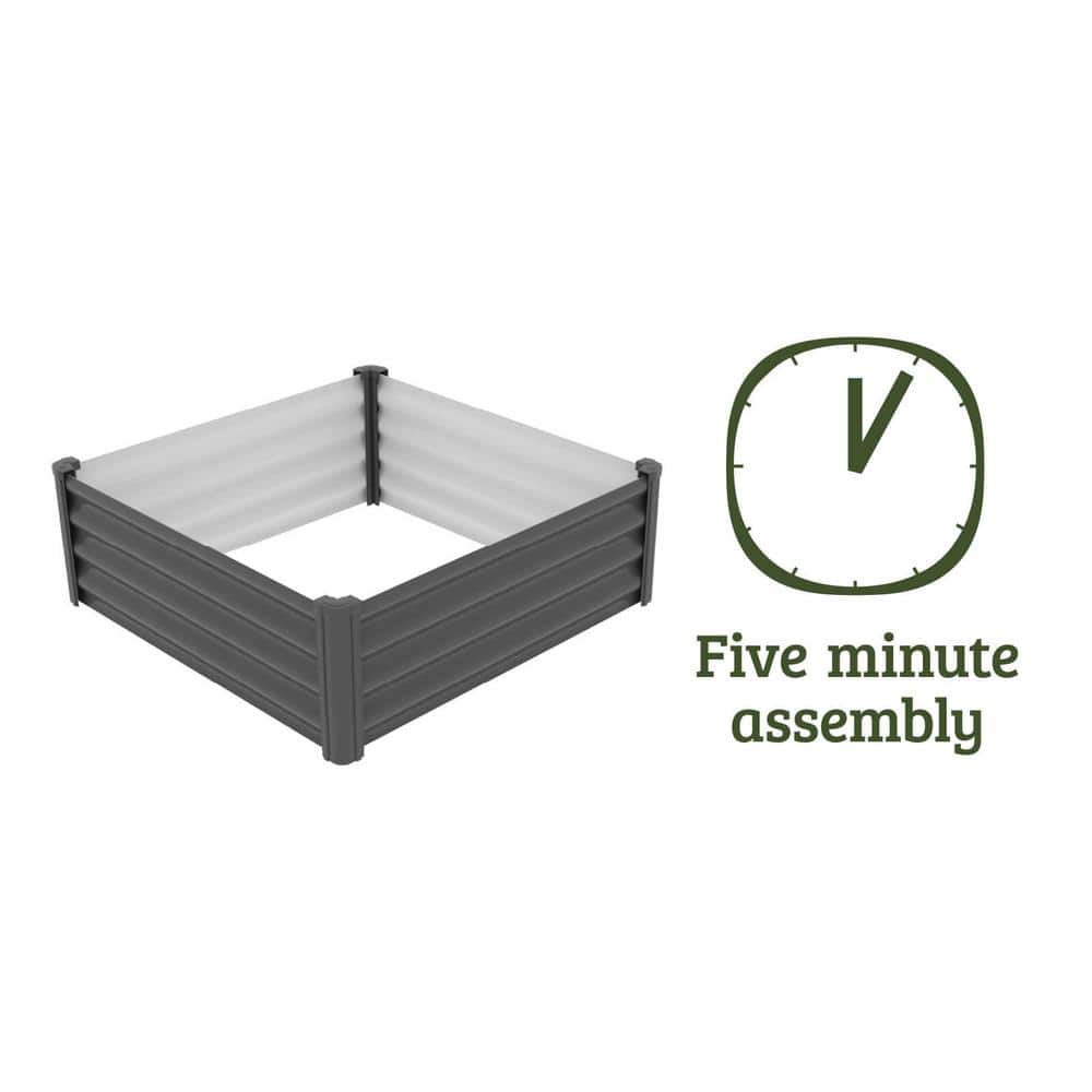 48" Gray Galvanized Steel Raised Garden Bed