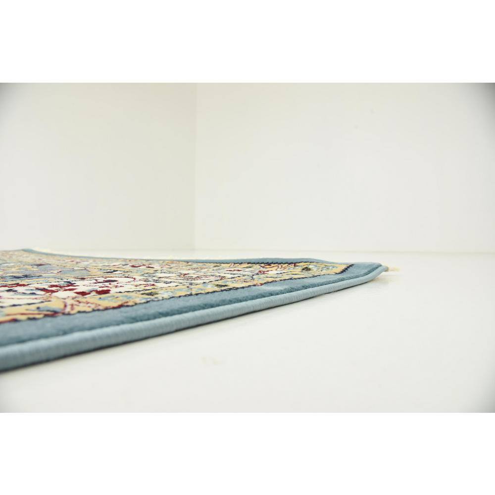 Elegant Blue Floral Rectangular Indoor Rug 5' x 8'