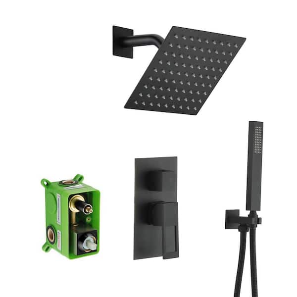 Modern 1-Handle 1-Spray Shower Faucet 1.8 GPM with Hand Shower in Matte Black(Valve Included)