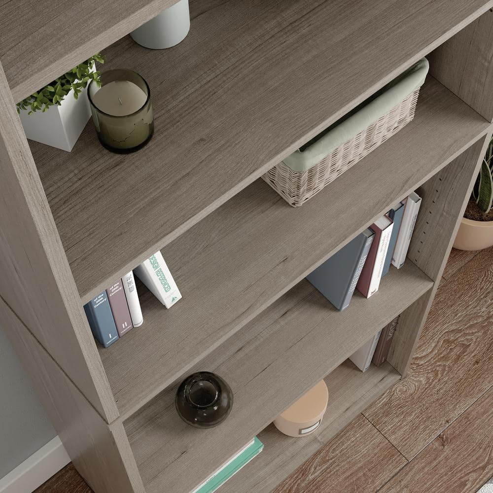Silver Sycamore Tall Adjustable 5-Shelf Wood Bookcase