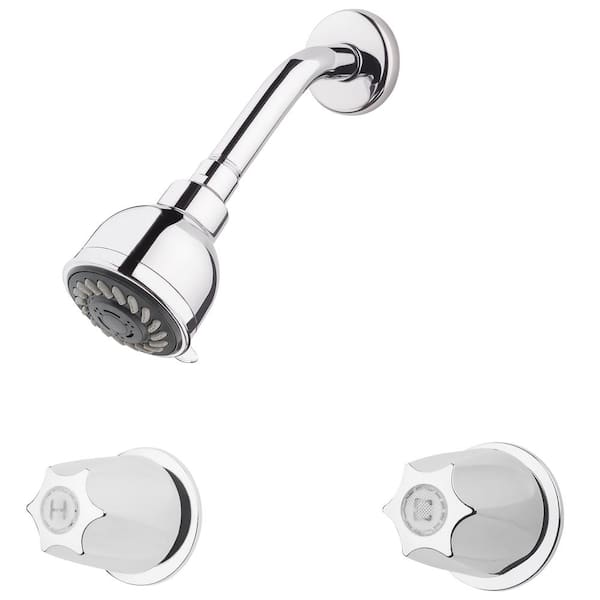 Double Handle 3-Spray Shower Faucet 1.8 GPM with Features in Polished Chrome (Valve Included)