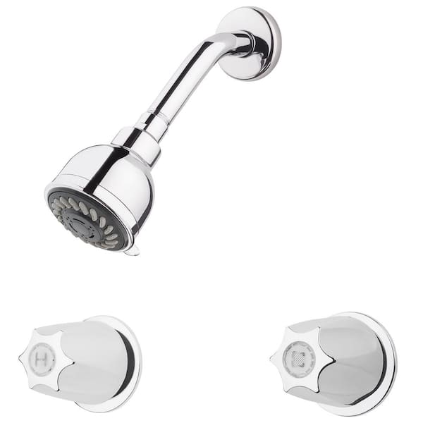 Pfister 2-Handle 3-Spray Shower Faucet with Metal Knob Handles in Polished Chrome (Valve Included)