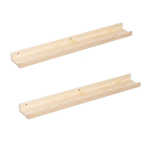 Unbranded 36 in. W x 4.9 in. D Natural Picture Ledge Decorative Wall Shelf Nursery Book Shelves (Set of 2)