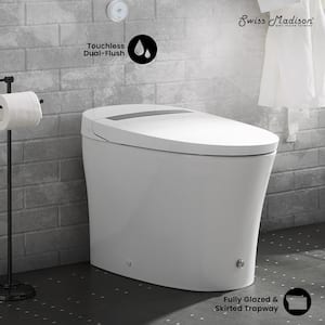 Hugo Smart Tankless, 1.1/1.6 GPF Touchless Vortex, Elongated Toilet in Glossy White