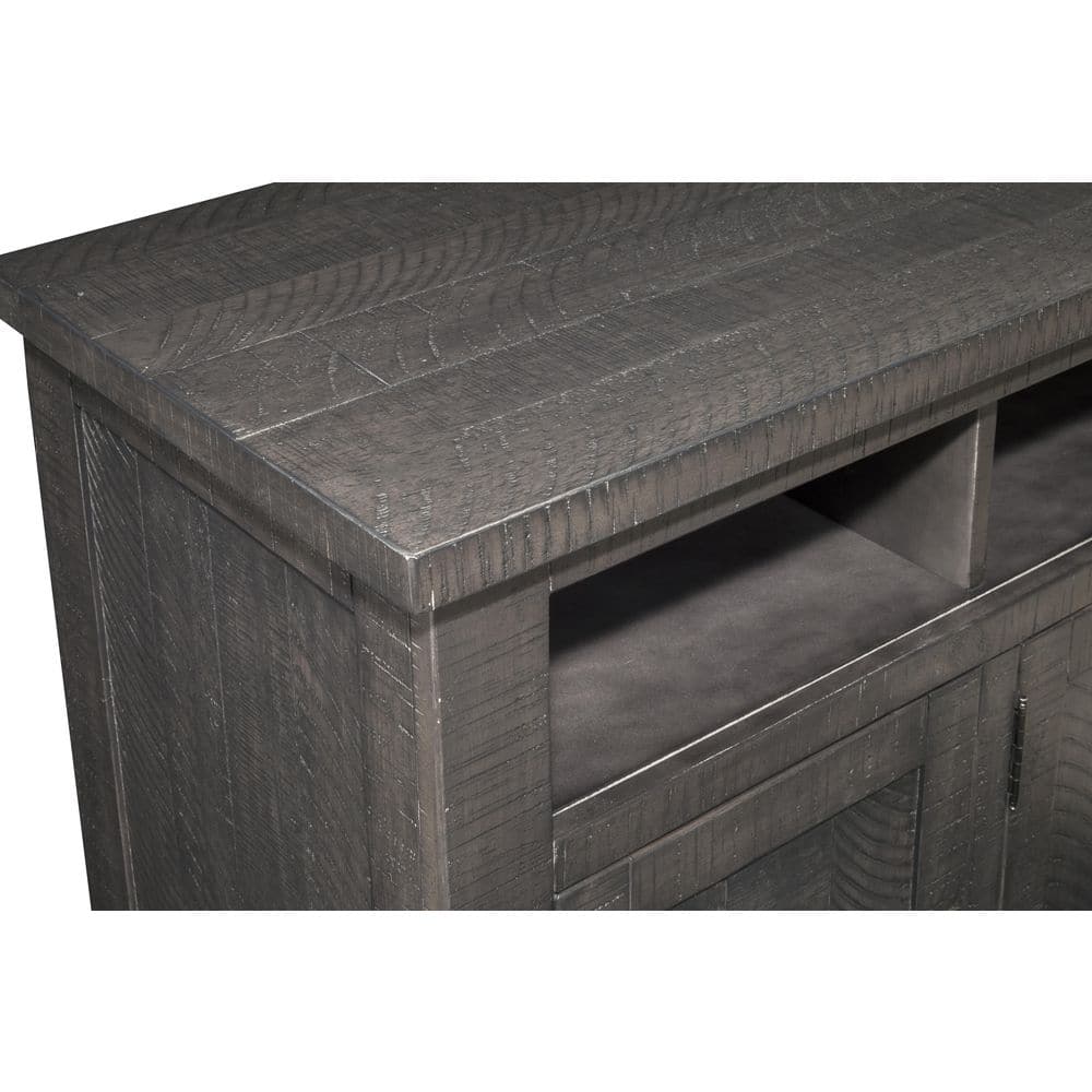 Rustic Grey Solid Pine West Mill 65" TV Stand with Cabinet