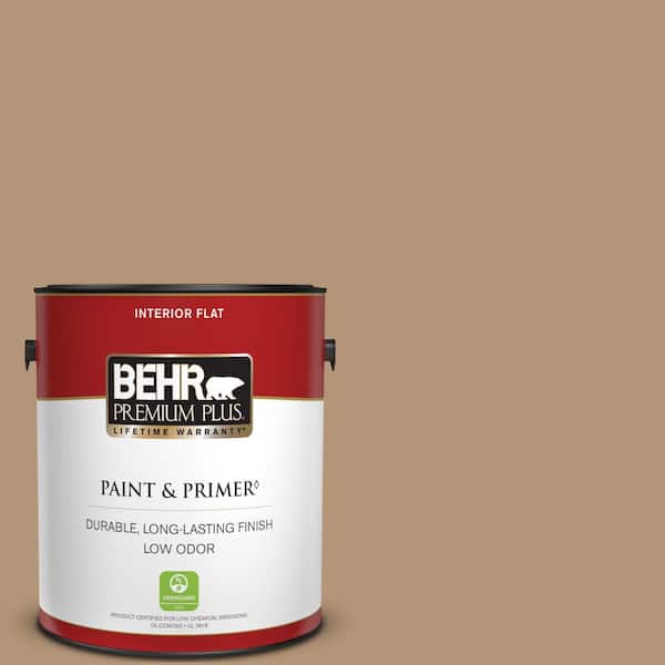 BEHR PREMIUM PLUS 1 gal. #280F-4 Burnt Almond Flat Low Odor Interior Paint & Primer