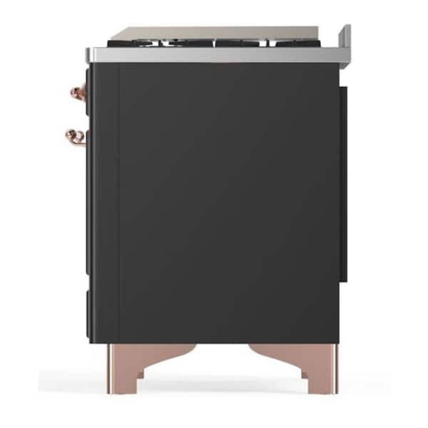 Majestic II 36 in. Single Oven Dual Fuel Range with 6 Sealed Burners, Glass Door, Copper Trim in Graphite Matte