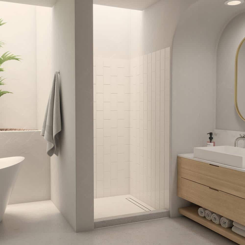 White Acrylic 76" High Shower Backwall Kit