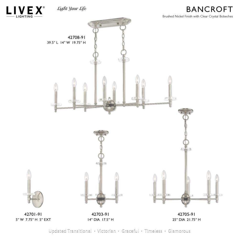 Bancroft Elegance Brushed Nickel 1-Light Crystal Sconce