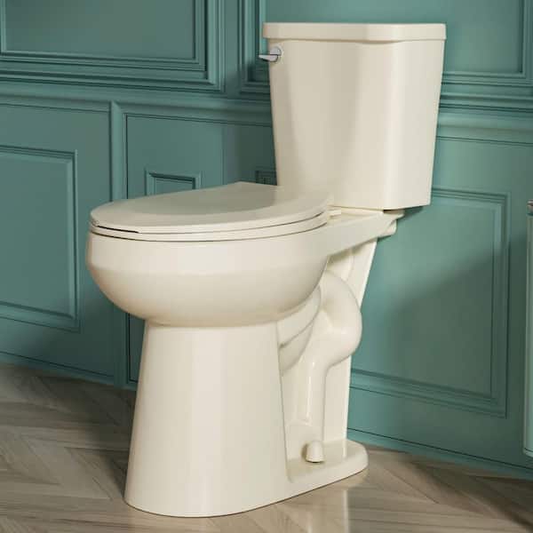 Kuomih 21 in. Extra Tall Toilet 2-Piece 1.28 GPF Single Flush Round Heightened Toilet in Bone High Toilets for Seniors