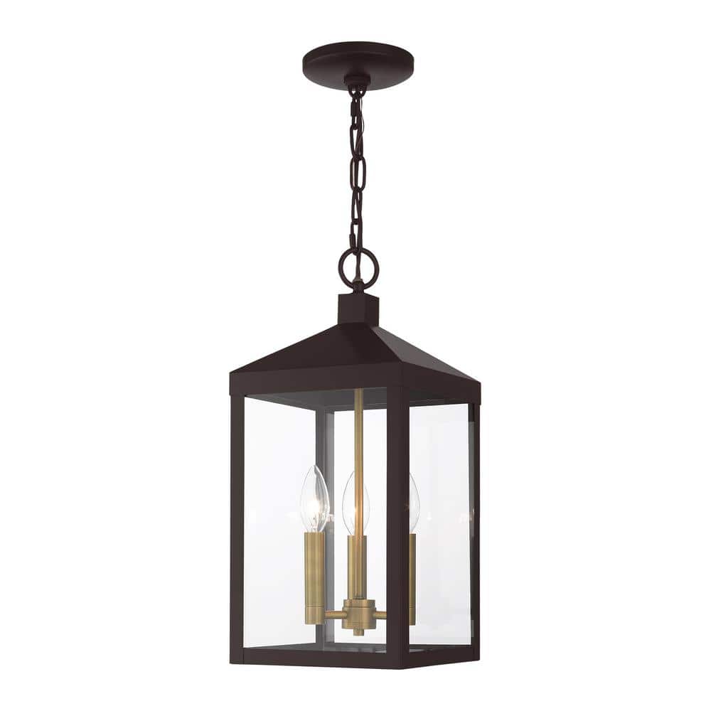 Creekview 18.5 in. 3-Light Bronze Dimmable Outdoor Pendant Light with Clear Glass and No Bulbs Included price history on PriceWatchPro