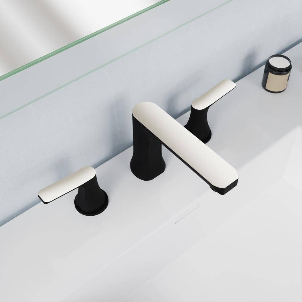 Matte Black and Brushed Nickel Widespread Bathroom Faucet