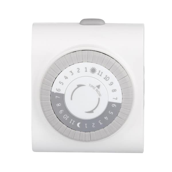 GE Indoor Heavy Duty Mechanical Timer with 2 Outlets, White