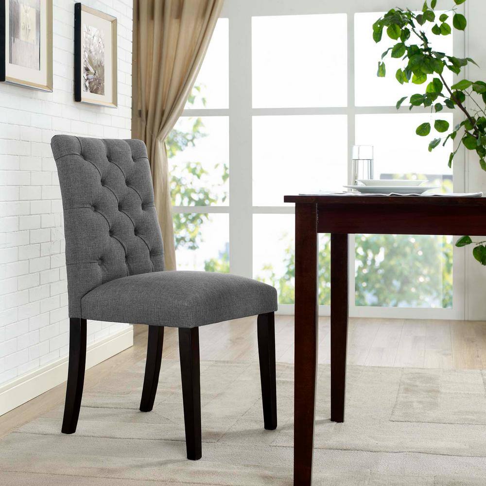 Elegant Gray Tufted Upholstered Parsons Dining Chair with Tapered Wood Legs