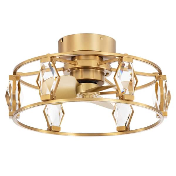 21 in. Indoor Brass Gold Modern Caged 6-Speed Ceiling Fan with Light LED Light and Remote Control Included