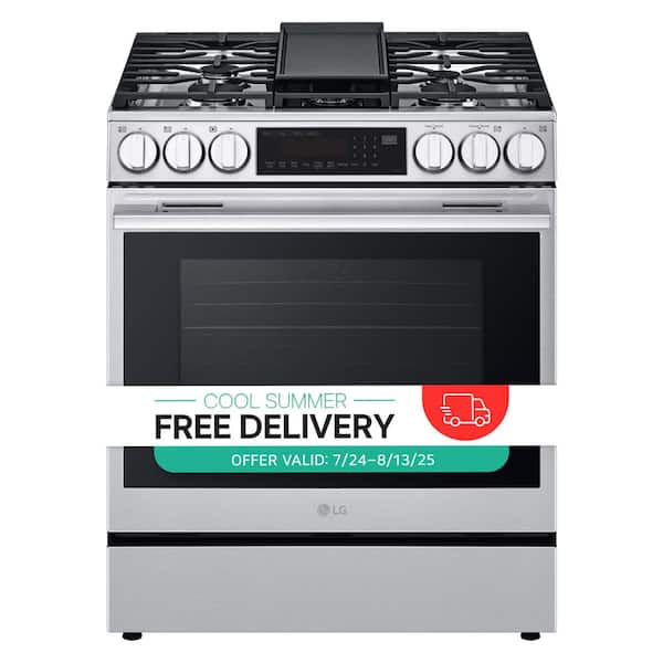 30 in. 6.3 cu. ft. Smart Oven 5-Burner Gas Range in Stainless Steel with ProBake Convection, Instaview, Air Fry